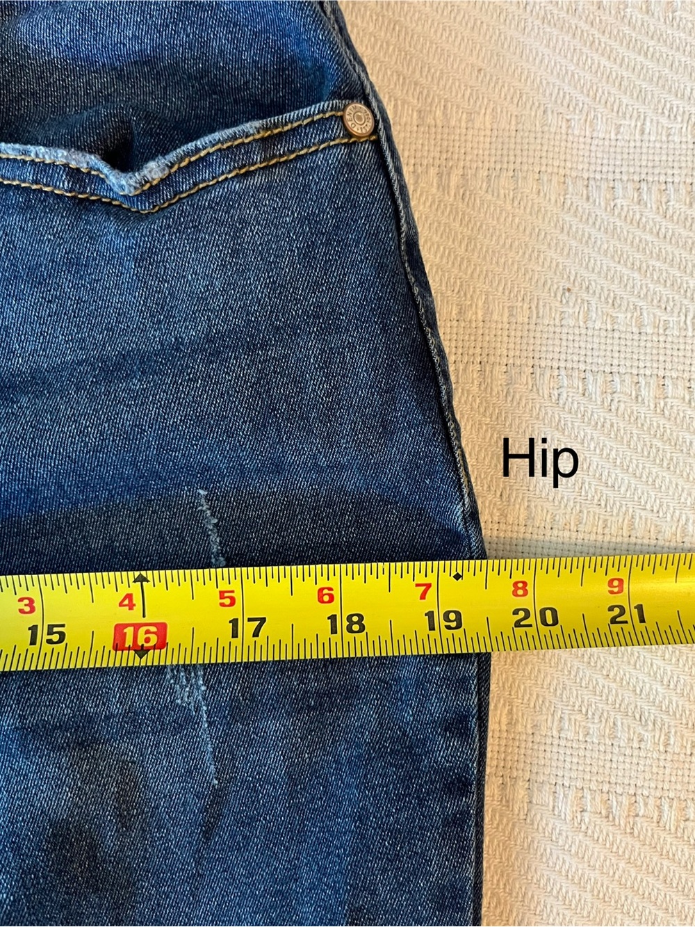 Distressed Dark Blue Jeans with Red Paisley Patches by C Est. 1946, Stretchy - Picture 9 of 15